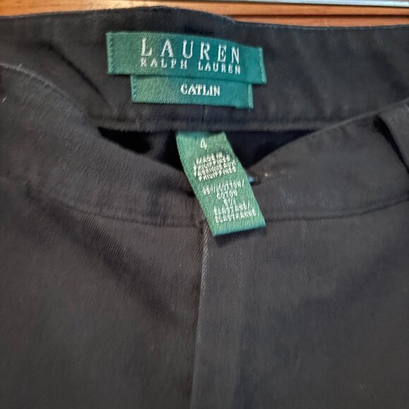 RALPH LAUREN FLAT FRONT Black COTTON TROUSERS - Picture 2 of 4